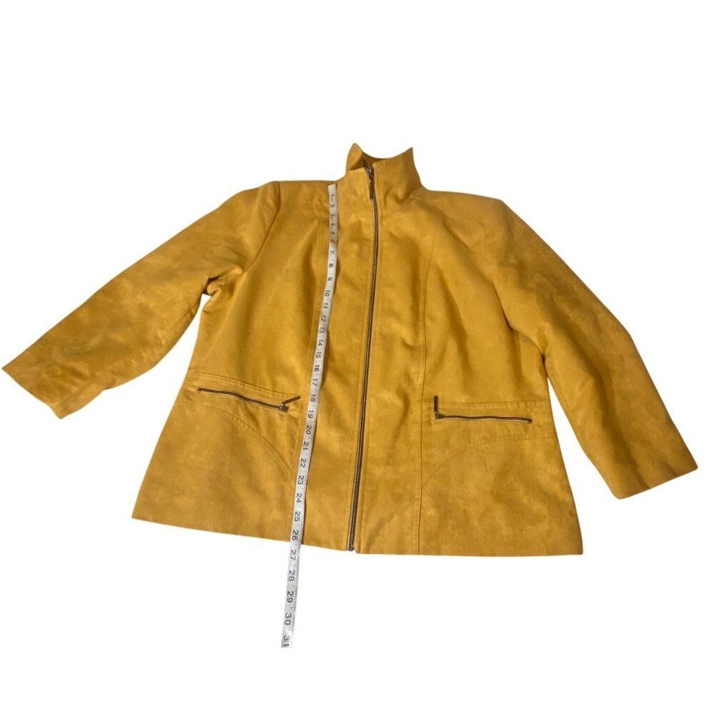 Allison Daley Womens Yellow Faux Suede Zip Jacket With Pockets Size 16 - Picture 6 of 10